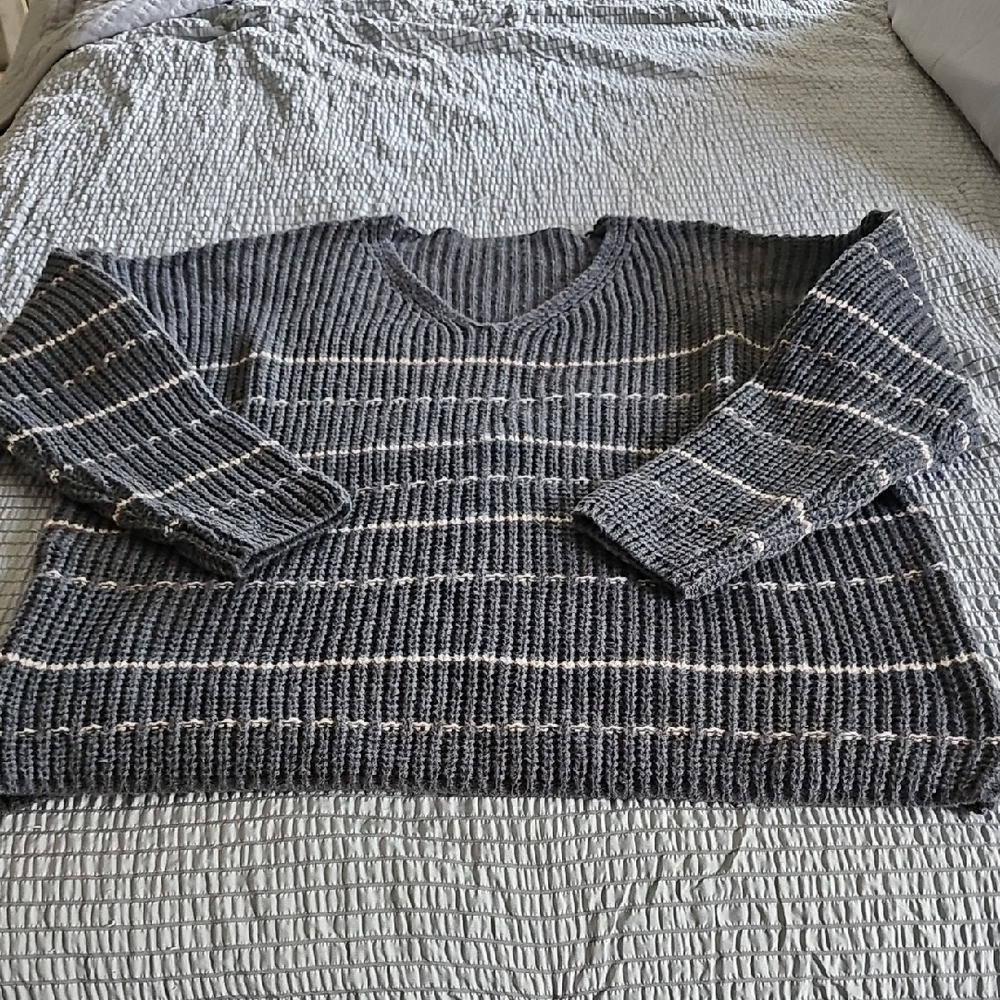 Women's Gray Striped Sweater